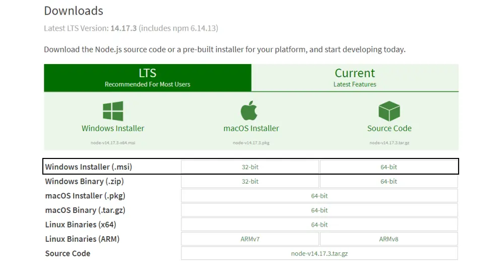 Descarga del instalador de Node.js. Descarga del instalador de Node.js.